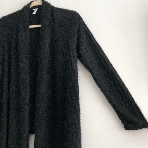 New Xhilaration Eyelash Knit Draped Open Front Cardigan Sweater Black Size XS - Picture 7 of 13
